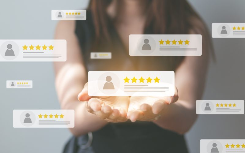 customer review good rating concept hand